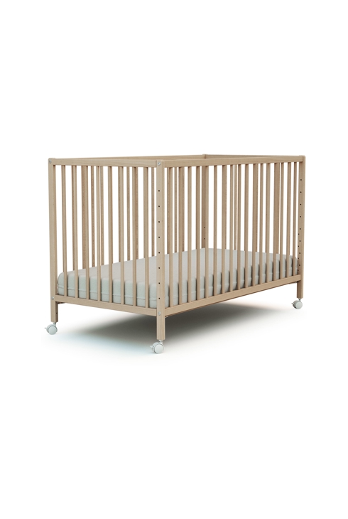 Lit bébé cododo en bois avec roulettes Hêtre Brut 60 x 120 cm LIO