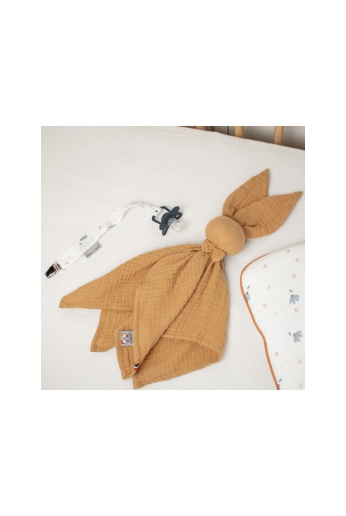 Attache tétine en gaze de coton bleuet, Sevira Kids