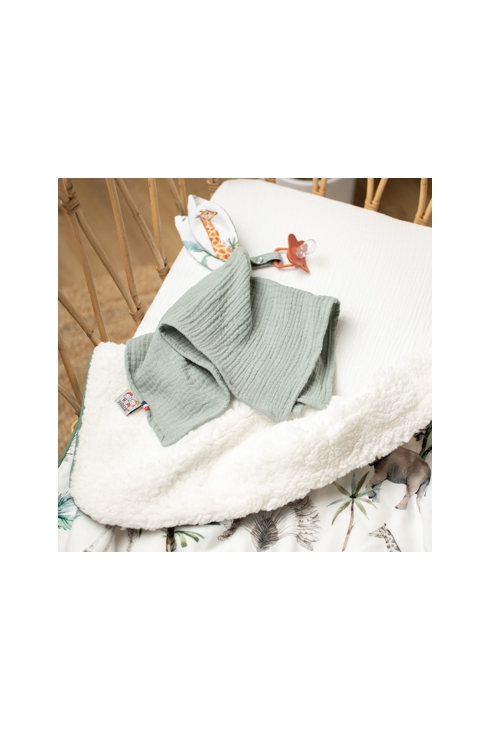 Doudou lapin attache tétine en gaze de coton safari, Sevira Kids
