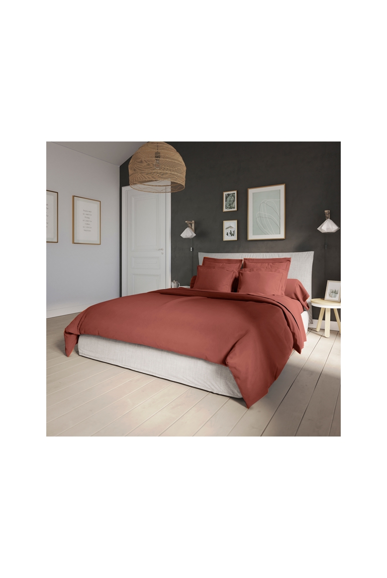 Housse de couette influence percale brique 1