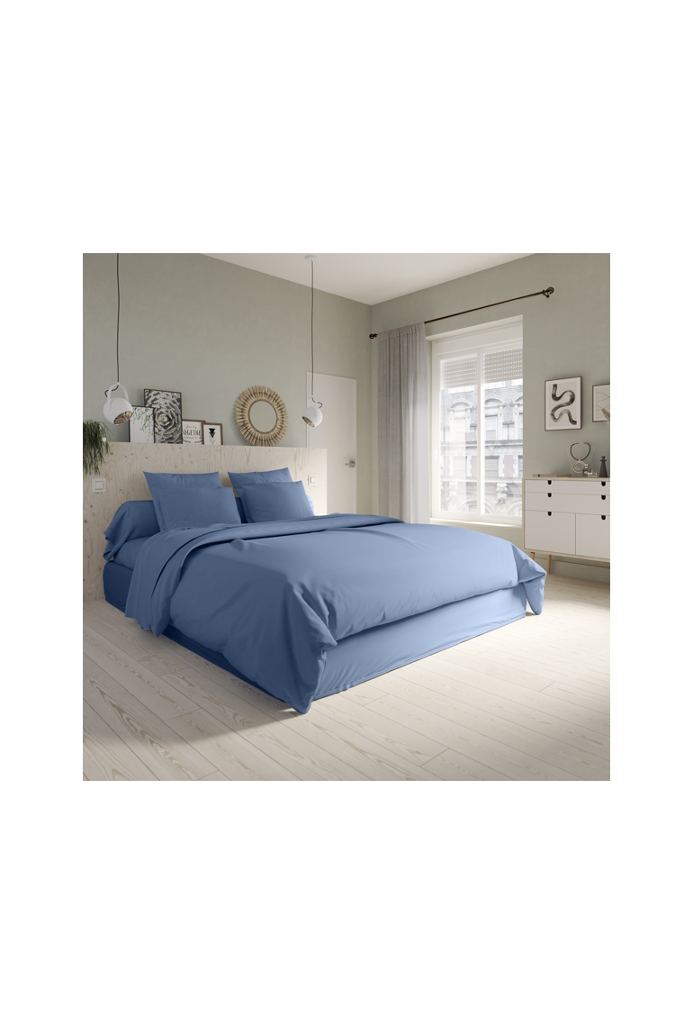 Housse de couette studio coton bleu 1