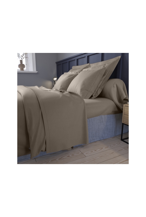Housse de couette partition satin de coton coloris taupe