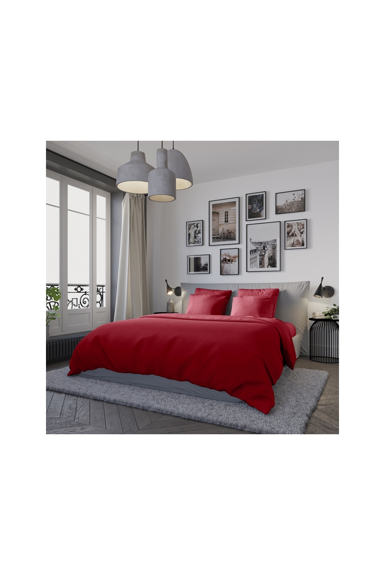 Housse de couette confort jersey coloris ruby 1