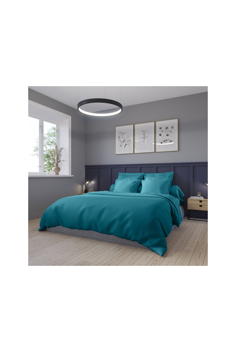 Housse de couette partition satin de coton coloris canard 1