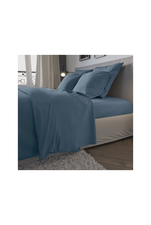Housse de couette confort jersey coloris denim