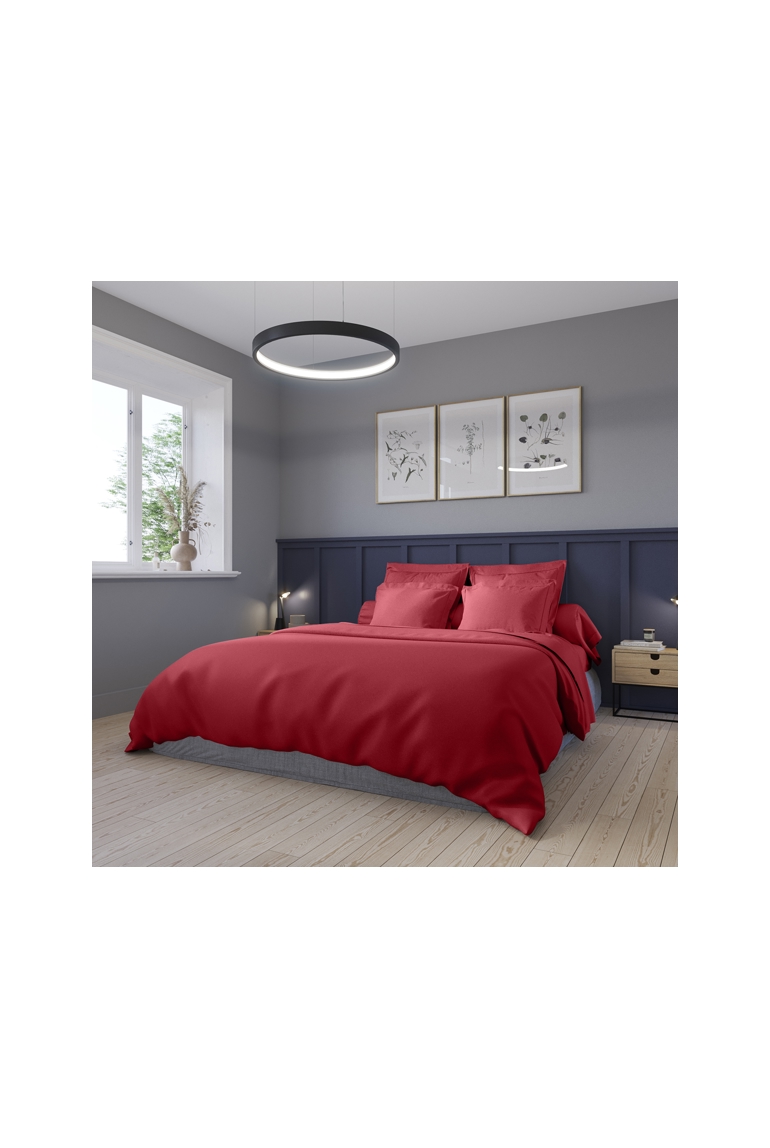 Housse de couette partition satin de coton coloris rouge 1