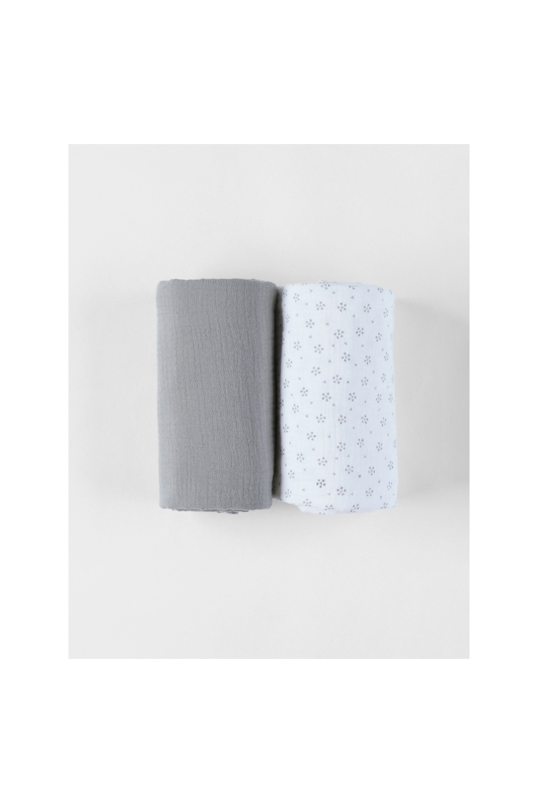 Lot De 2 Langes Floral En Mousseline 70 X 70,, Noukie's 1