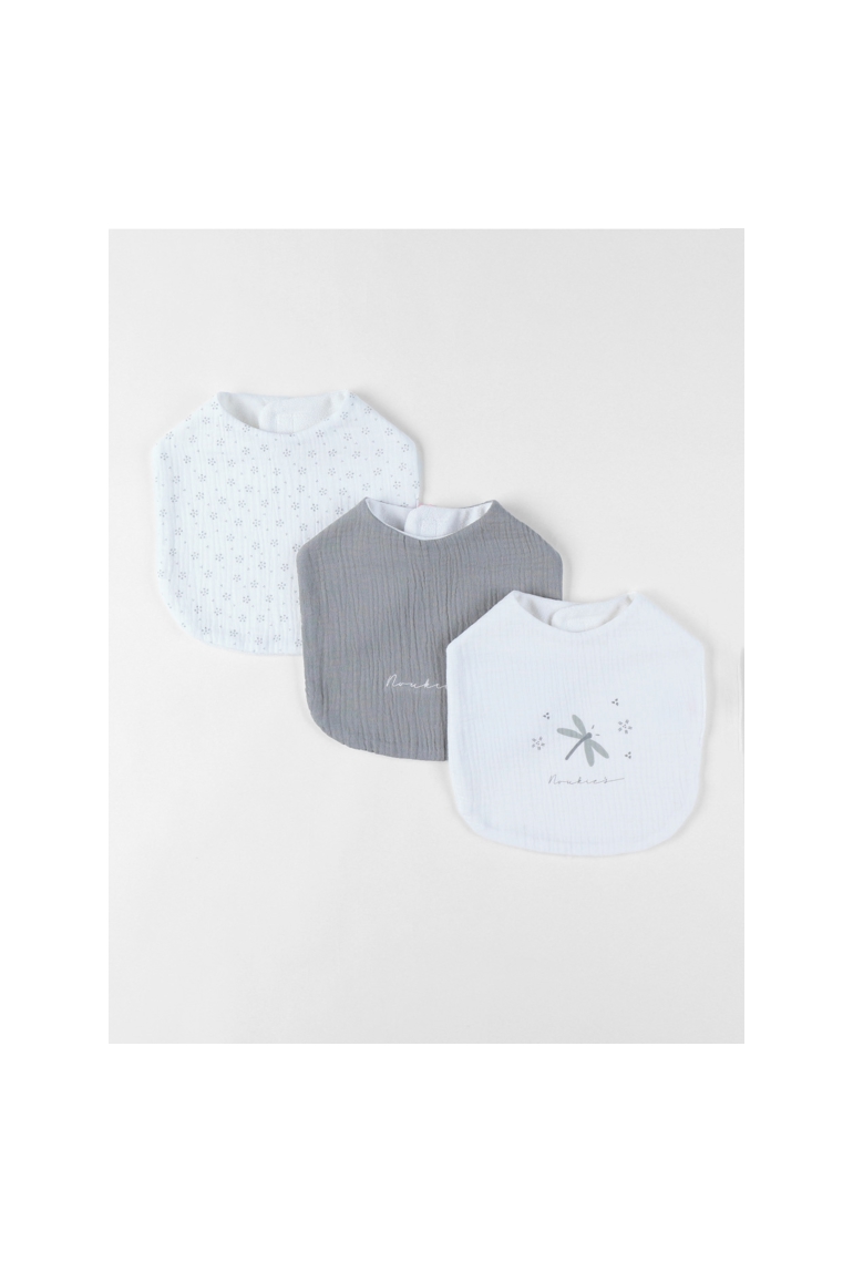 Lot De 3 Bavoirs Imprimé Floral En Mousseline,, Noukie's 1