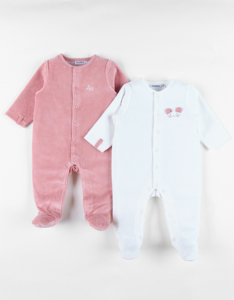 Set De 2 Pyjamas Bébé, Velours, Noukie's 1