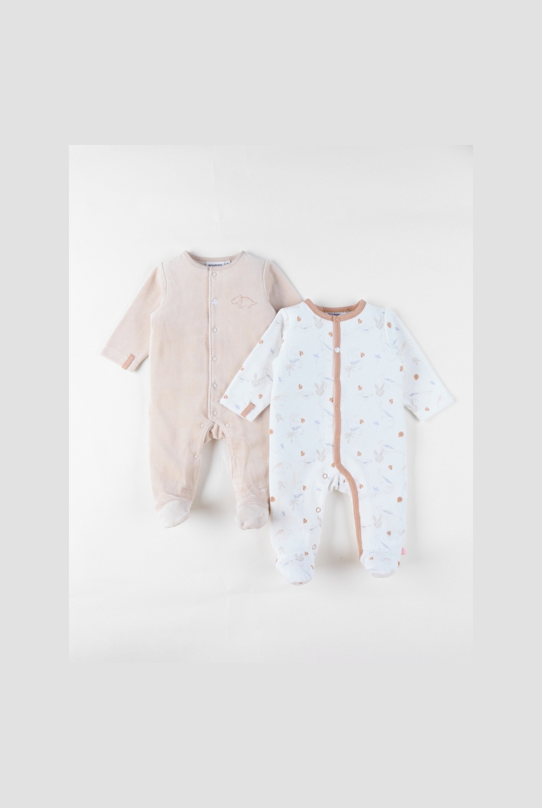 Lot De 2 Pyjamas Bébé, Velours, Noukie's 1