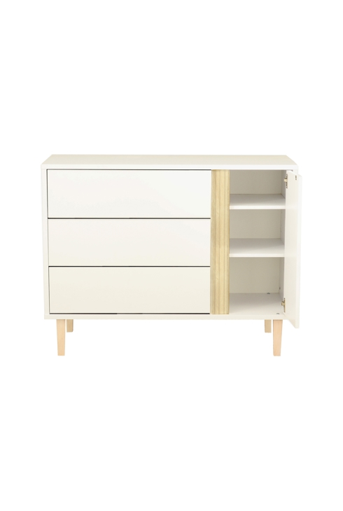 Commode 3 tiroirs et 1 porte pieds bois