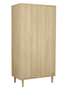 Armoire 2 portes avec détail imitation bois texturé et pieds bois 1