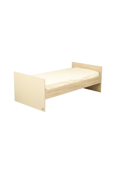 Lit bébé 120x60 évolutif en 90x190 avec têtes panneaux imitation bois