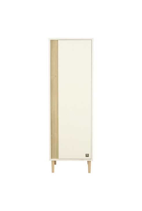 Armoire 1 porte détail imitation bois texturé et pieds bois