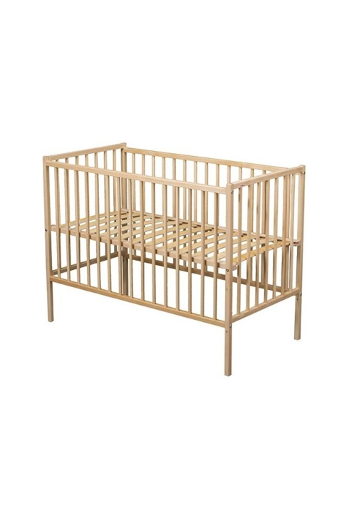Lit à barreaux REMI 60x120 en Bois Massif Vernis Naturel - Confort et Sécurité