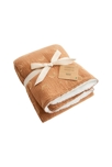 Couverture réversible 100x100cm en double gaze de coton bio - Douce Hirondelle camel 2