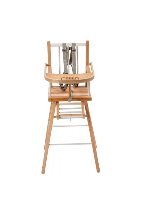Chaise Haute André Fixe Hybride en Bois Blanc - Confort et Élégance pour Bébé