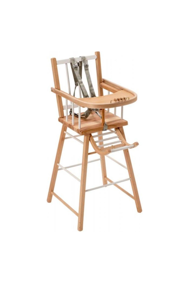 Chaise Haute André Fixe Hybride en Bois Blanc - Confort et Élégance pour Bébé 1