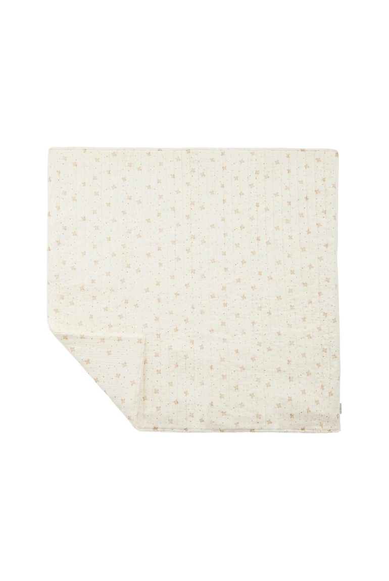 Couverture réversible en double gaze de coton bio 100x100cm - Douce Hirondelle écru 1
