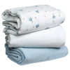 Lot de 3 maxi langes  bleuet blanc et bleu, Sevira Kids