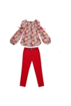Ensemble    Pantalon Velours Rouge & Blouse Fleurie, La Faute à Voltaire 2