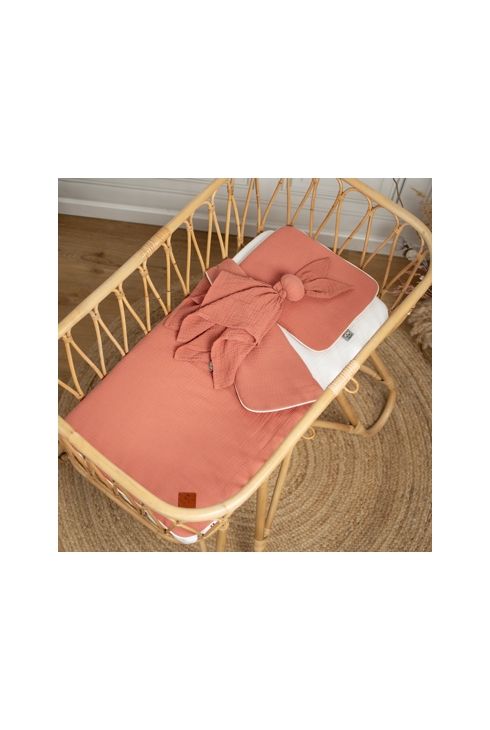 Ensemble couverture et coussin en gaze de coton pour berceau et couffin jeanne, Sevira Kids