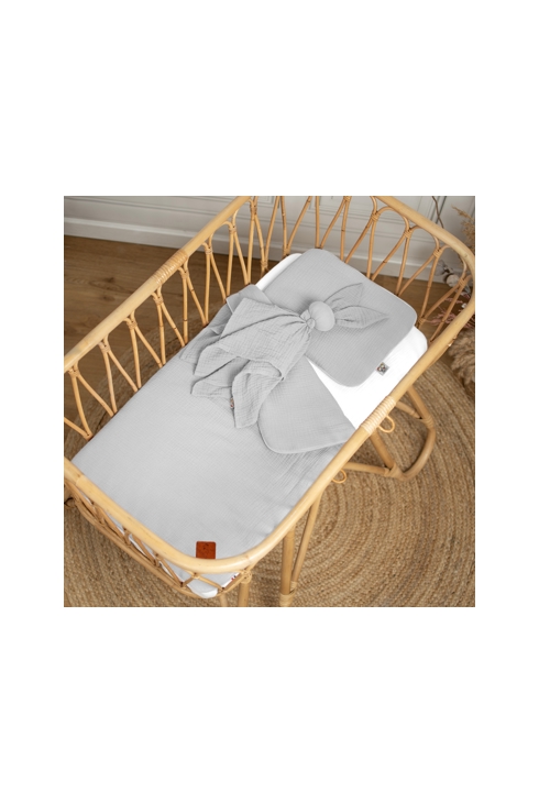 Ensemble couverture et coussin en gaze de coton pour berceau et couffin jeanne, Sevira Kids