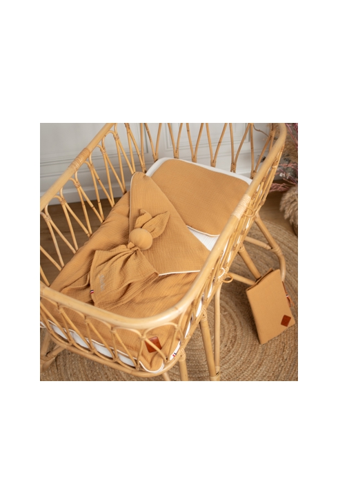 Ensemble couverture et coussin en gaze de coton pour berceau et couffin jeanne, Sevira Kids