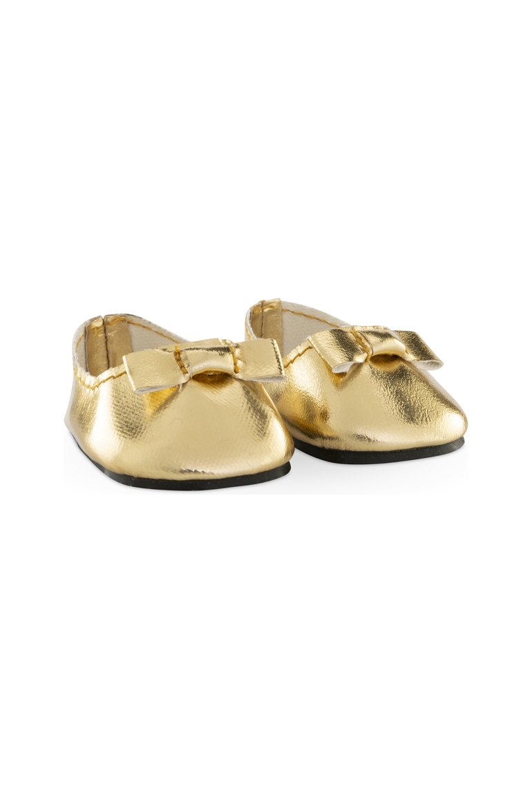 Ballerines dorées pour poupon 36 cm 1