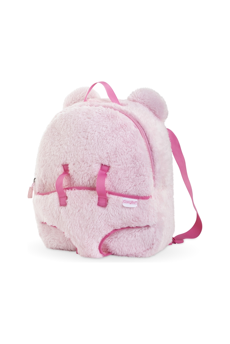 Sac à Dos Porte-Poupon Peluche Rose pour poupon 30 cm 1