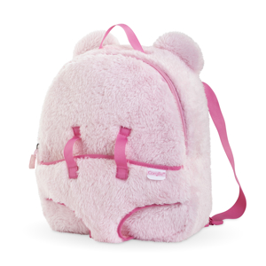 Sac à Dos Porte-Poupon Peluche Rose pour poupon 30 cm 1