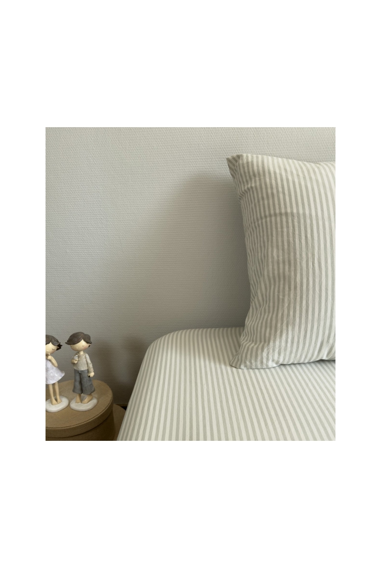 Drap housse Percale de Coton Bio rayé 1 personne 1