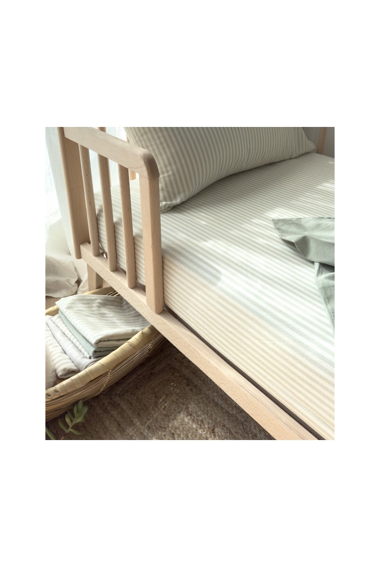 Drap housse bébé Percale de Coton Bio rayé 1