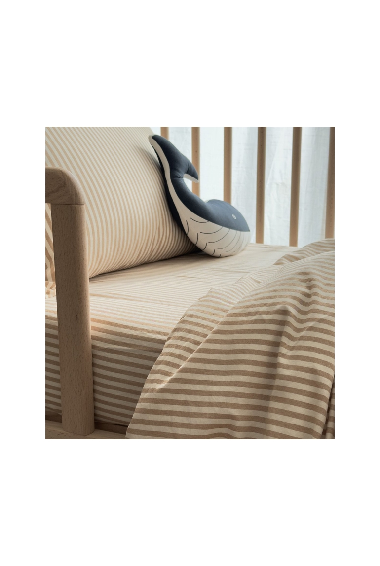 Drap housse bébé Percale de Coton Bio rayé 1