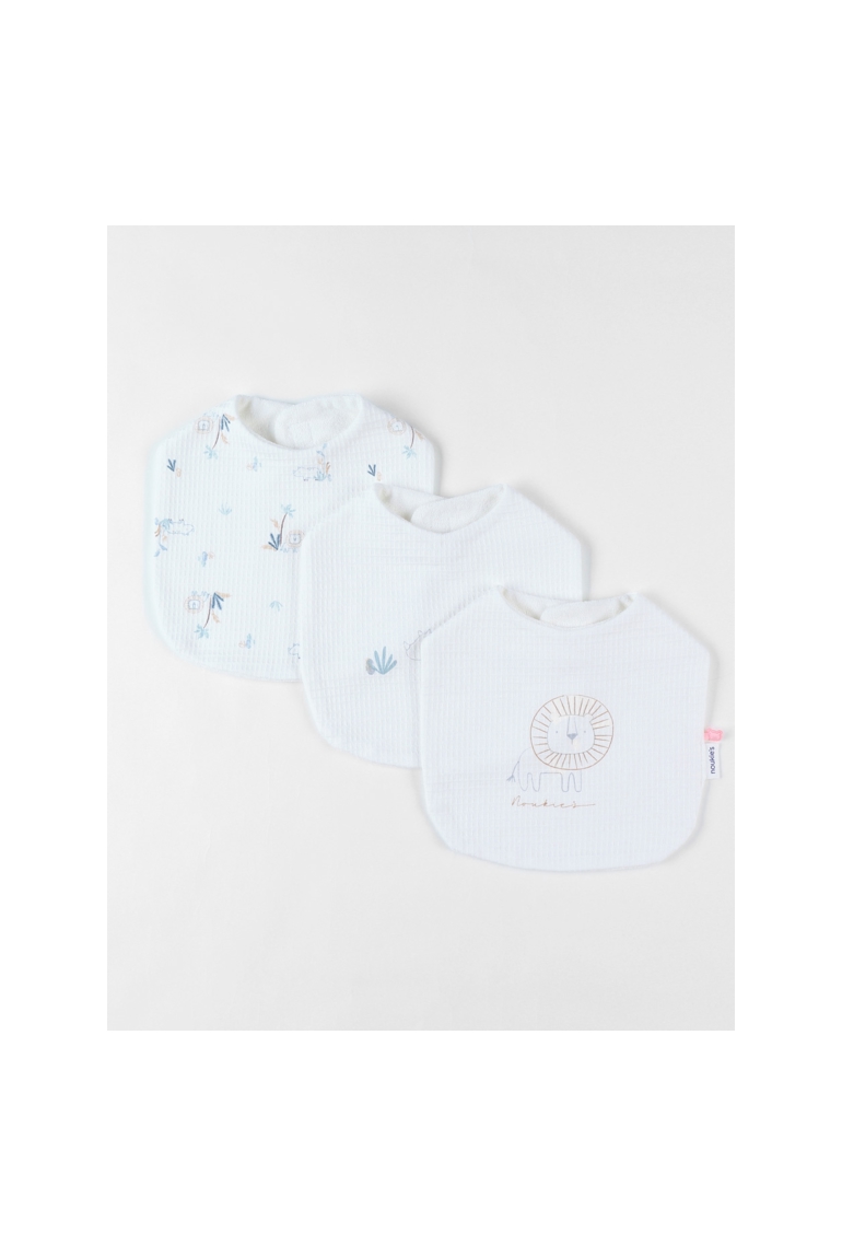 Lot De 3 Bavoirs Imprimé Savane En Jersey Gaufré,, Noukie's 1
