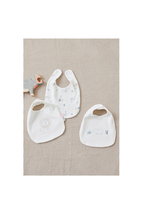 Lot De 3 Bavoirs Imprimé Savane En Jersey Gaufré,, Noukie's