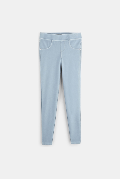 Unifarbene Tregging Blau Mädchen 1