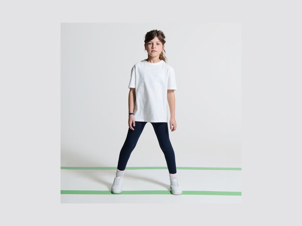 Leggings unis bleu fille 1
