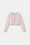 Chaqueta torera con detalle en ganchillo rosa niña 1