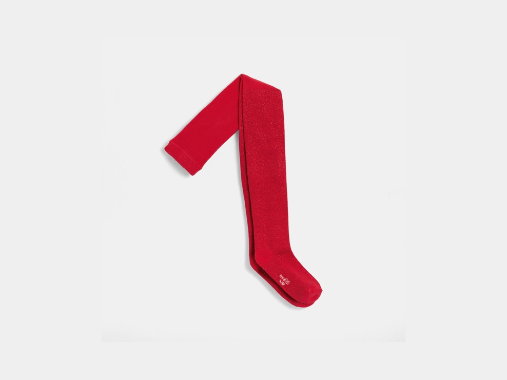 Crvene tople svjetlucave čarape s gaćicama za djevojčice 1