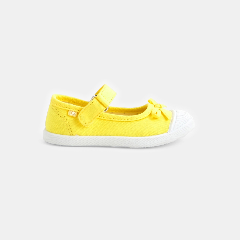 Ballerines Tennis Toile Couleur Jaune Bebe Fille Okaidi Obaibi