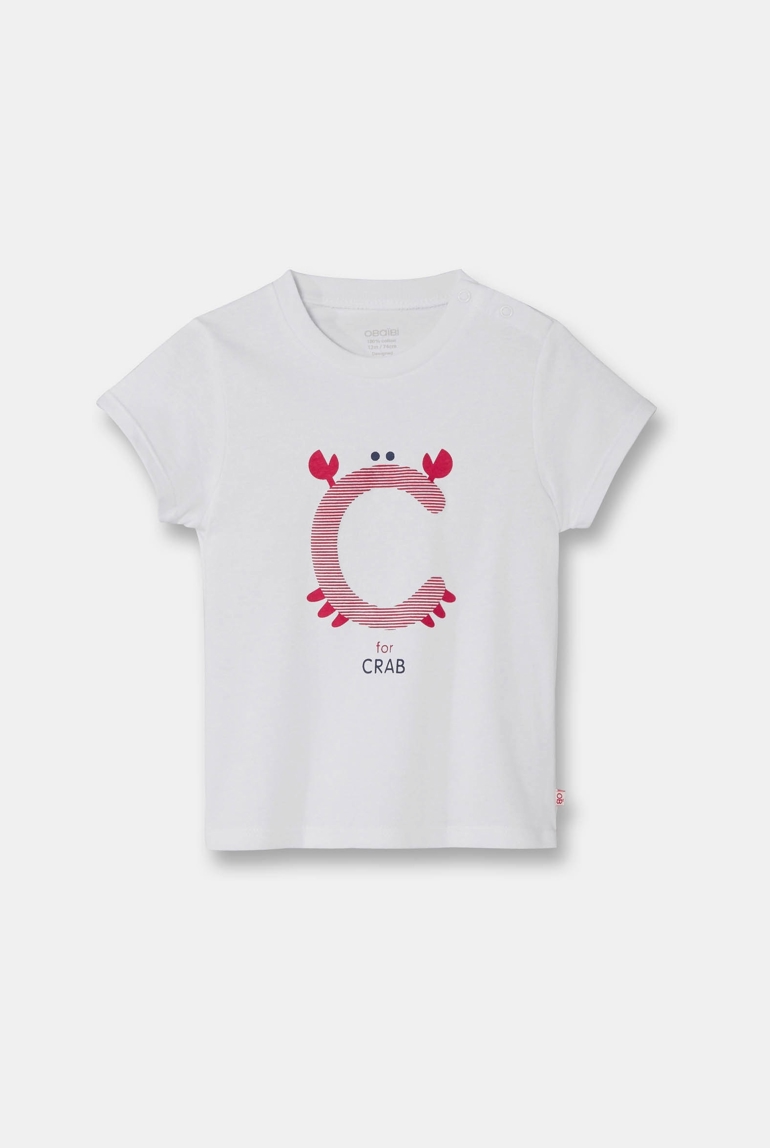 Camiseta con dibujo de abecedario roja bebé niño 1