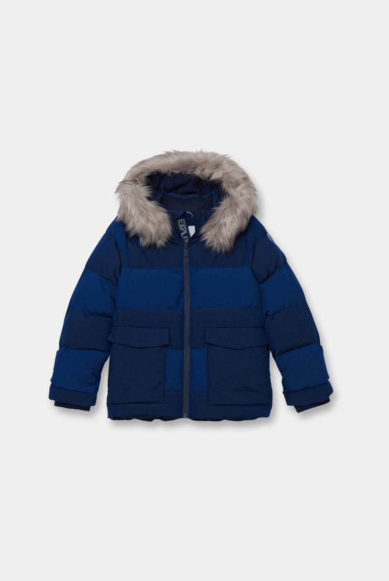 Anorak de dos colores con capucha azul niño 1