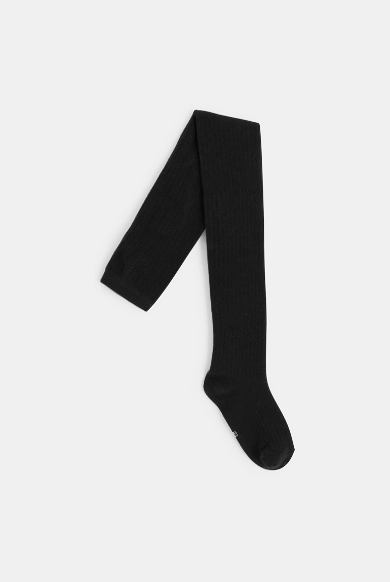 Collants en tricot côtelé noir fille 1