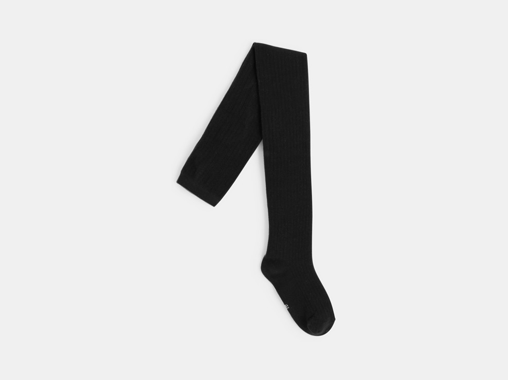 Collants en tricot côtelé noirs fille 1