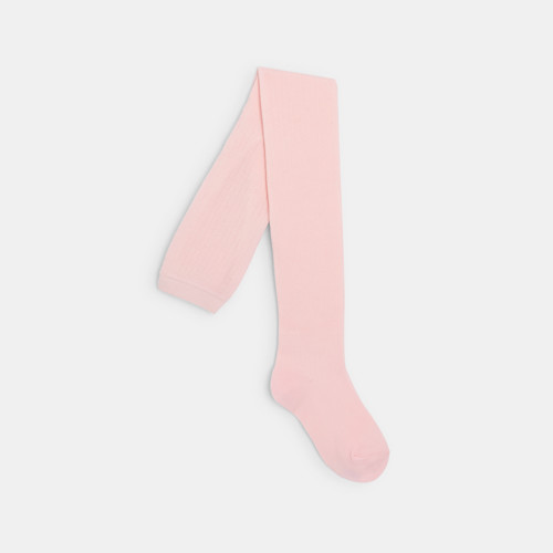 Collants En Tricot Côtelé Fille - Rose Tres Clair - 10/12A - OKAIDI