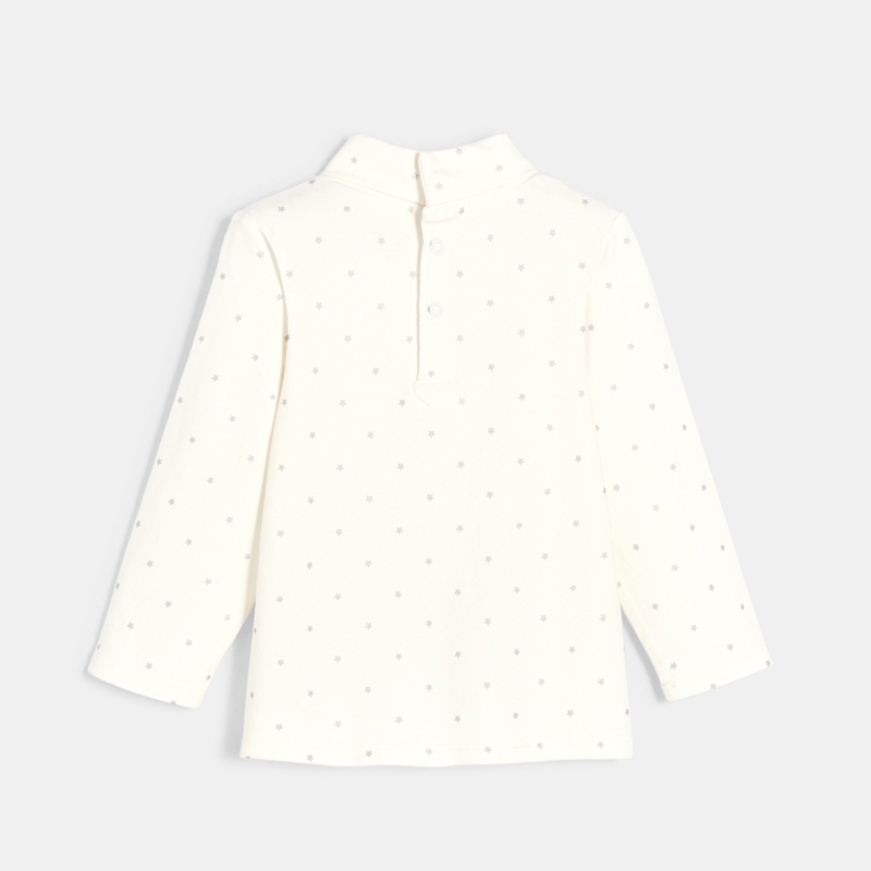 Sous Pull Organic Cotton Imprime Blanc Bebe Fille Okaidi Obaibi