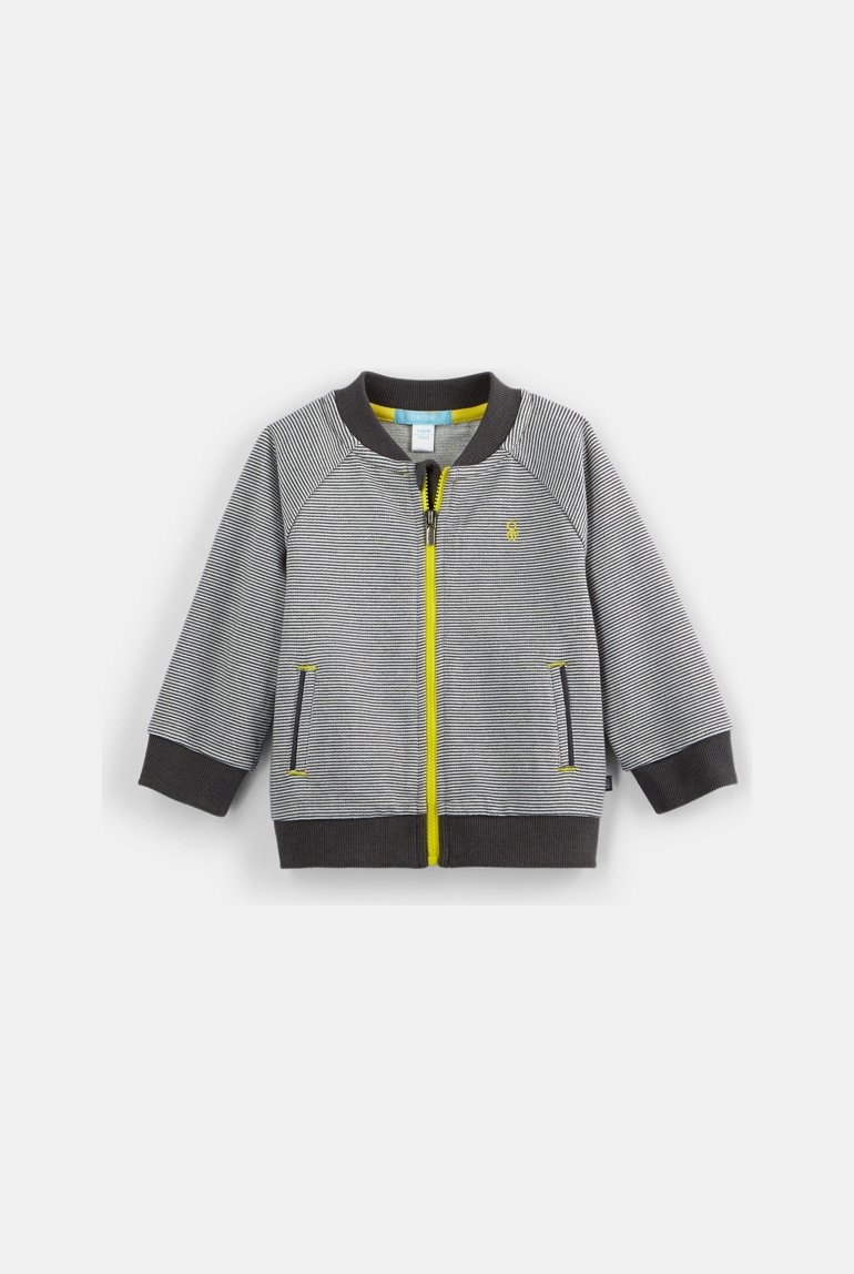 Chaqueta de punto otomano con dibujos en la espalda gris bebé niño 1