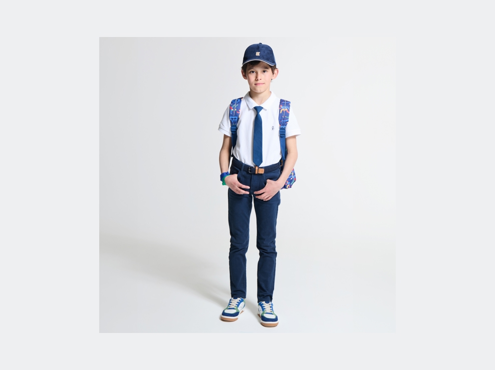 Polo de algodón piqué blanco niño 1