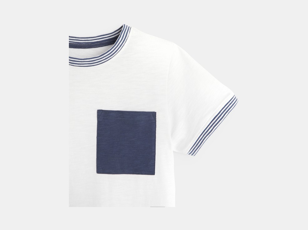 T-shirt rayé en jersey piqué blanc garçon 2